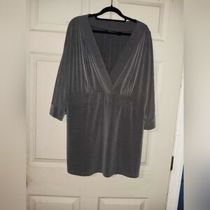 Avenue Elegant Stretch Gray Blouse Plus Sz 18/20